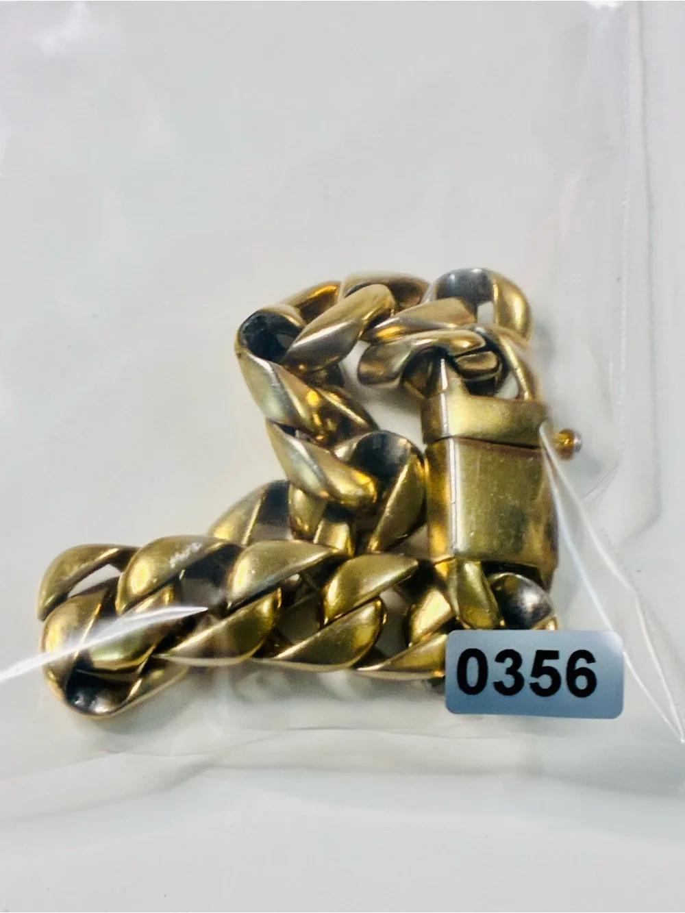Men's Gold-Tone Cuban  Link Bracelet HEAVY 90g Stainless Steel Pre loved